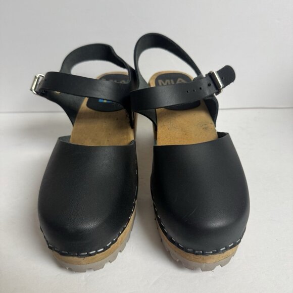 Mia Womens Abba Clog Black Leather Size EU39 M US9 - Picture 3 of 6